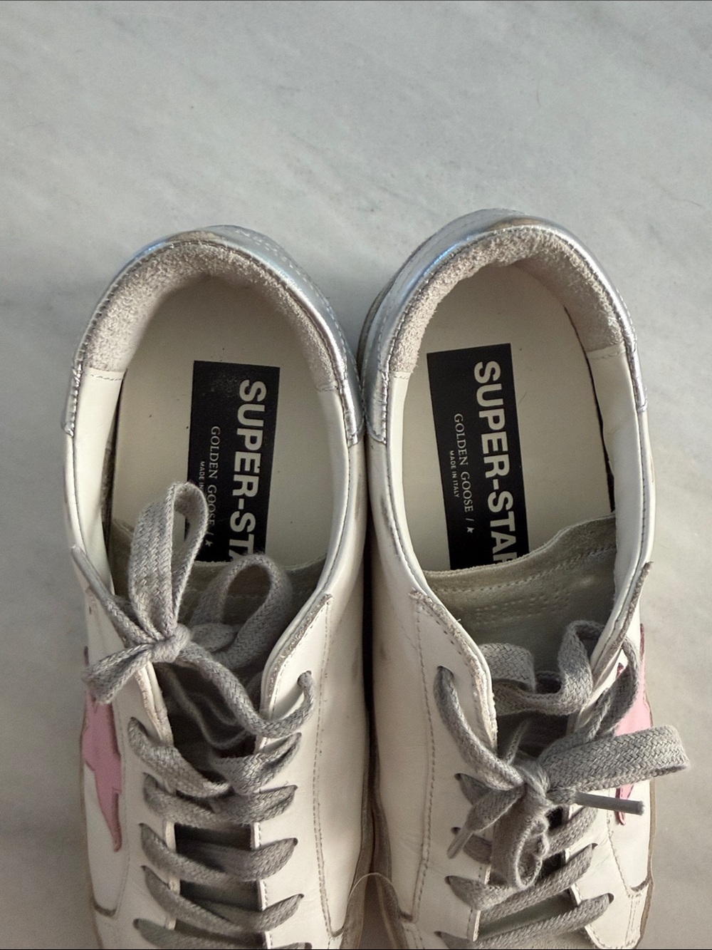 Golden Goose Super Star Sneakers with Pink Star and Gray Accents - Picture 9 of 9
